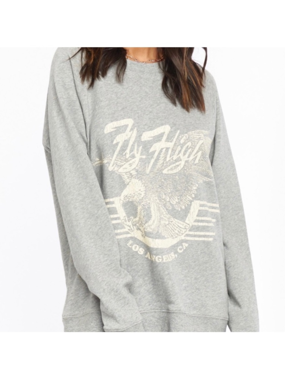 Show Me Your Mumu Fly High Graphic Crewneck Sweatshirt - Light Gray